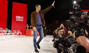 El presidente del Gobierno y secretario general del PSOE, Pedro Sánchez, este domingo en el Congreso Federal que celebra el partido en Sevilla.