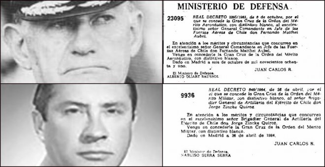 Los gobiernos de Suárez y González premiaron a miembros de la dictadura chilena por sus “méritos”