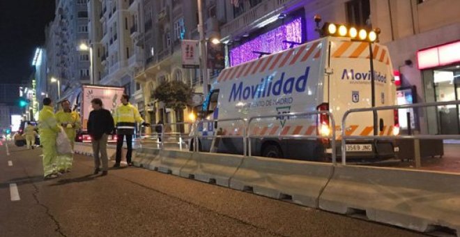 Comienzan los trabajos de peatonalización en la Gran Vía de Madrid