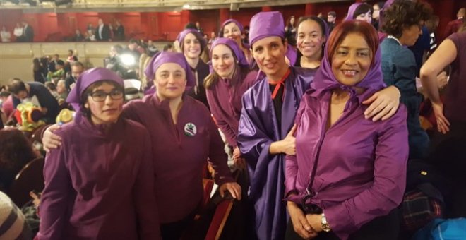 Las feministas del 8-M acuden al sorteo de Navidad 2018 para "visibilizar la lucha de las mujeres"