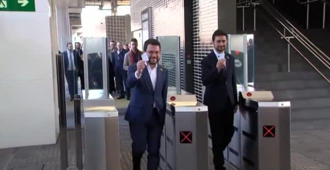 Torra inaugura junto a Colau y Aragonès una nueva estación de metro en Barcelona