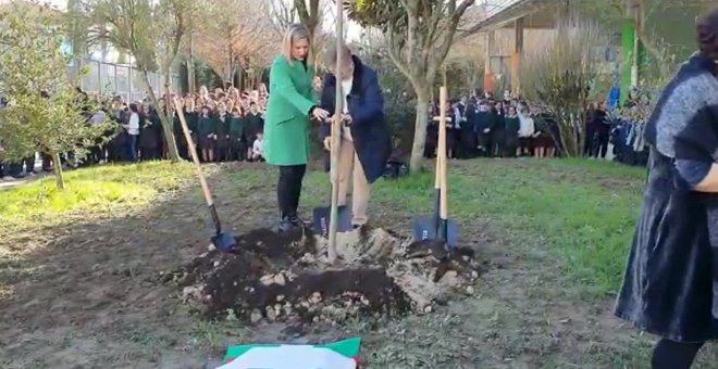 Plantan un retoño del árbol de Gernika en un colegio de Amorebieta