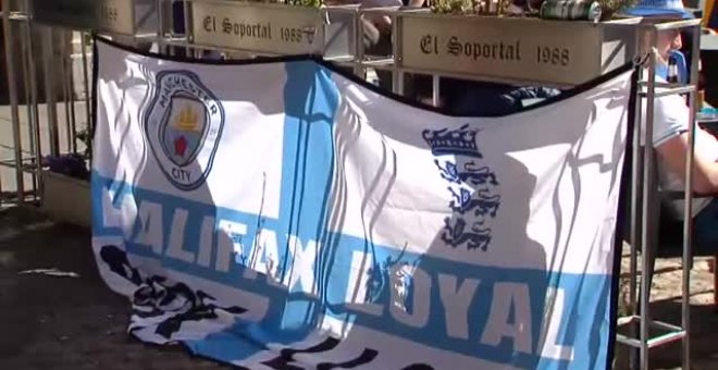 La afición del Manchester City se hace notar en el centro de Madrid