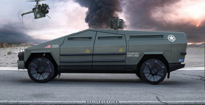 Así sería la Tesla Cybertruck convertida en una pick-up táctica militar