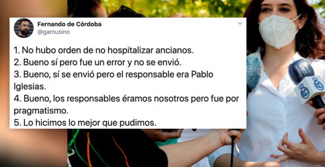 Primero que era un error, luego Iglesias y ahora es "pragmatismo": Ayuso, escurriendo el bulto del escándalo de las residencias