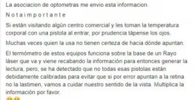 Bulocracia - Los termómetros a distancia no tienen un láser que daña la retina