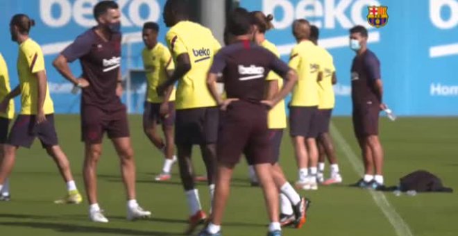 Dembélé y Griezmann se unen al grupo en el entrenamiento