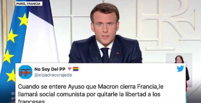 "Macron confina Francia. Las banderas de los museos de El Prado y Reina Sofía ondean a media asta"