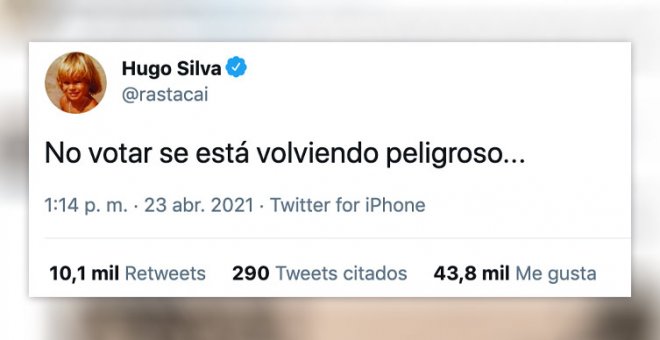 El tuit viral de Hugo Silva en seis palabras sobre la abstención