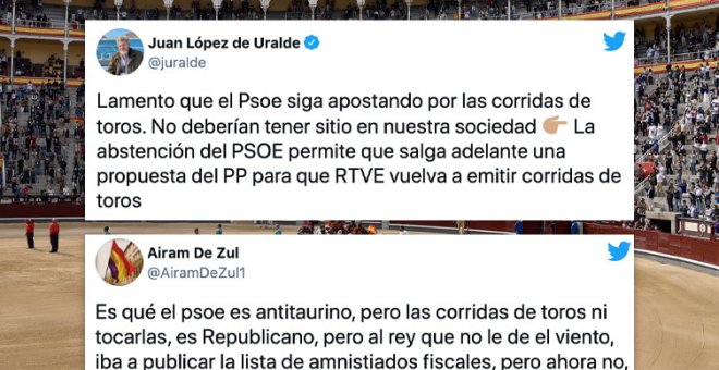 "Tela con la 'izquierda'": críticas al PSOE por permitir que salga una propuesta del PP para que los toros vuelvan a RTVE