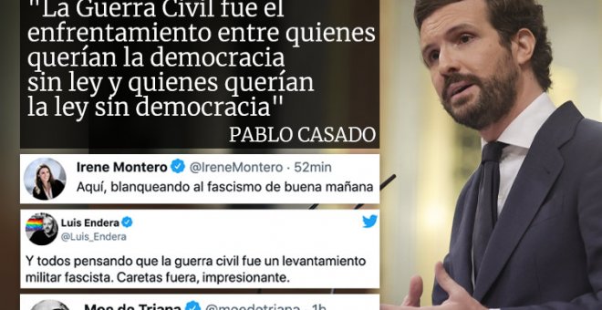 "Aquí, blanqueando al fascismo de buena mañana": aluvión de críticas por lo que Pablo Casado ha dicho de la Guerra Civil