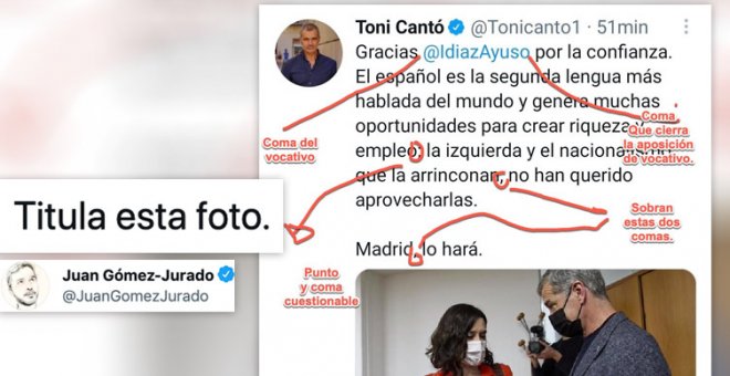 Pitorreo con Toni Cantó tras estrenarse como director de la "Oficina del español" con un tuit con errores de puntuación