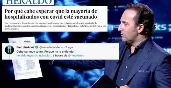 Iker Jiménez y su 'misterio' sobre las vacunas en Twitter: "Debo ser muy tonto"