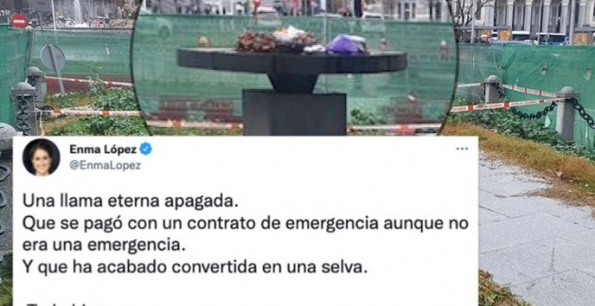 El chapucero homenaje de Almeida a los muertos por la covid: una "llama eterna apagada" que 'enciende' Twitter