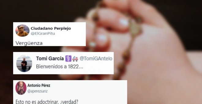 "Esto no es adoctrinar, ¿verdad?": indignación por los rosarios y juguetes sexistas que regaló Vox a los alumnos de un colegio de Murcia