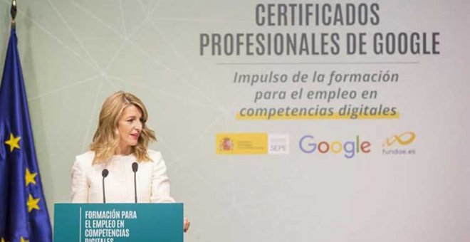 Yolanda Díaz presenta con Google 11.000 becas para iniciativas de formación