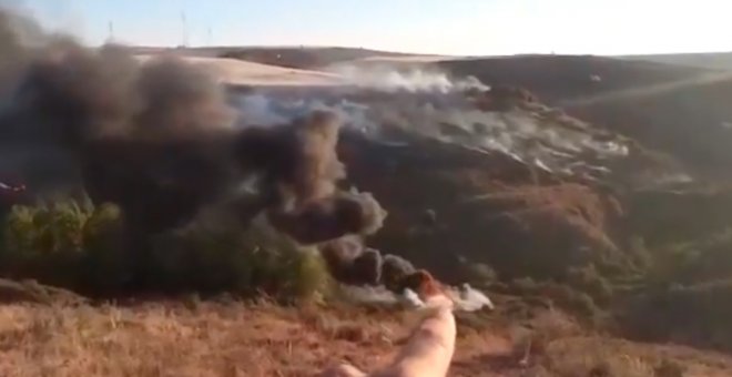Un helicóptero se estrella en el incendio de Humanes cuando trabajaba en las labores de extinción