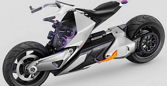 XCELL, una moto eléctrica de hidrógeno con pantalla holográfica y geometría adaptable