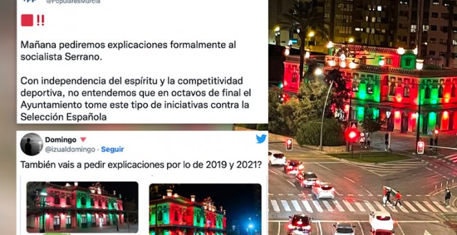 El bochornoso ridículo del PP de Murcia acusando al alcalde por los colores de Marruecos en un edificio cuando es la iluminación de todos los años