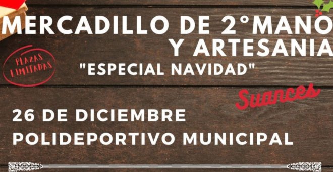 El Ayuntamiento organiza el día 26 un mercadillo de segunda mano y artesanía de Navidad