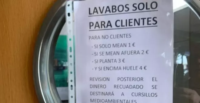 Las "tarifas" por ir al baño en la cafetería del Puerto Deportivo de Raos