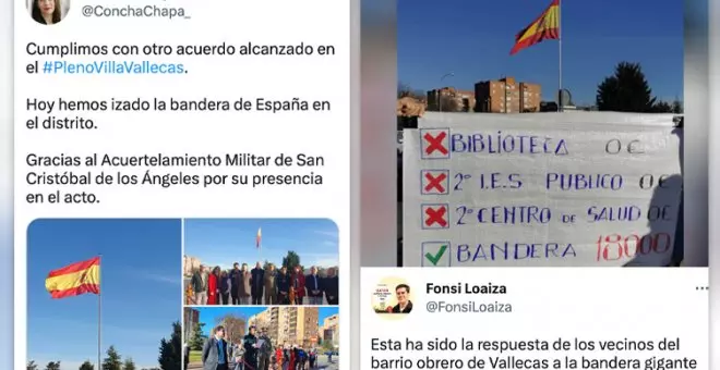 Las derechas presumen de poner otra bandera en Madrid y les llueven las respuestas: "Siempre mejorando la vida de la gente"