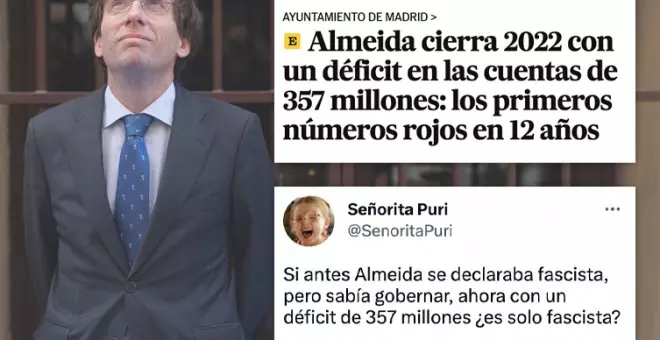 Almeida pone a Madrid en números rojos y los tuiteros lo resumen: "El único agujero de la ciudad que no va a poder tapar con cemento"