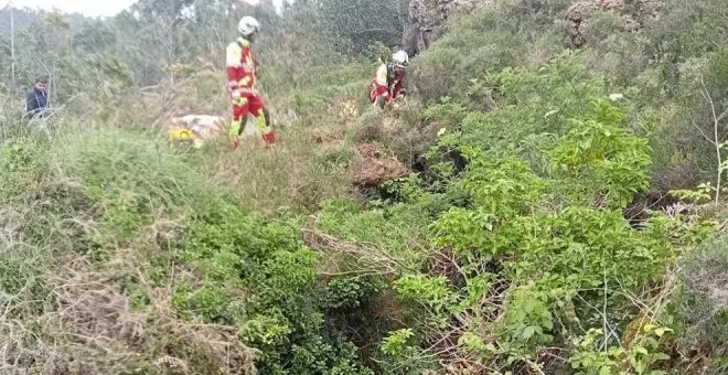 Los bomberos rescatan a tres perros caídos en una torca en Udías