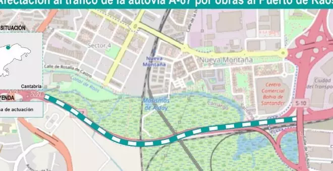 Cortes de tráfico del martes al viernes en un tramo de la A-67 por las obras de Raos