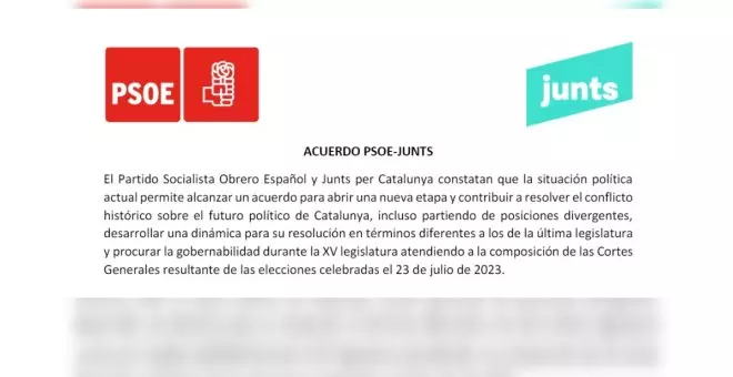 Este es el documento firmado por el PSOE y Junts para la investidura de Pedro Sánchez