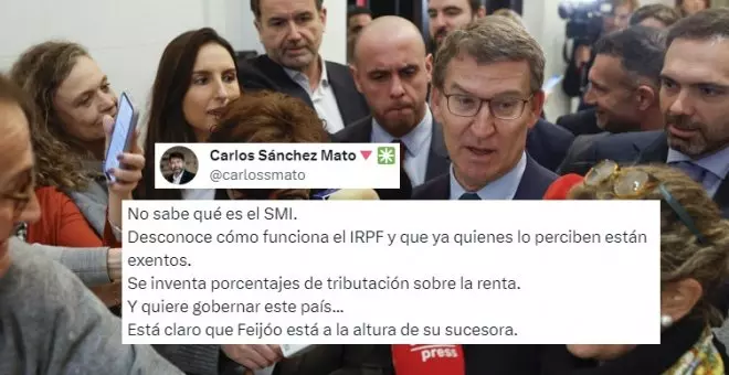 "Y quiere gobernar este país": Feijóo se lía y equipara la tributación del SMI con la de un sueldo de medio millón de euros