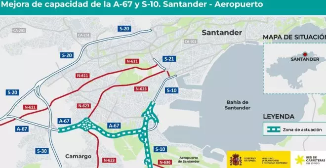 A información pública el proyecto de trazado de mejora de capacidad de la A-67 y S-10 en Santander