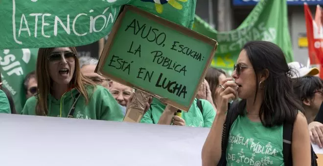 La quinta jornada de huelga educativa contra Ayuso moviliza a siete de cada diez profesores