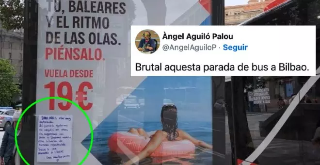 "Si queréis ayudarnos no vengáis": el ruego de una mallorquina sobre el turismo masivo en una parada de bus de Bilbao