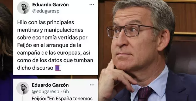 Las principales mentiras y manipulaciones de Feijóo en campaña sobre la economía, en un hilo de Eduardo Garzón