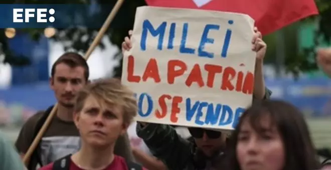 Manifestación en Berlín contra Milei durante reunión con Olaf Scholz