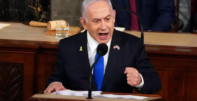 Netanyahu pide ante el Congreso de EEUU más armas para su guerra contra Palestina en medio de protestas masivas