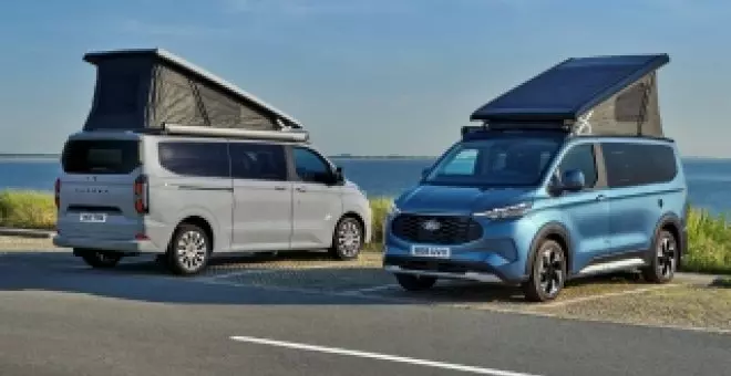 La camper Nugget de Ford estrena versión híbrida enchufable y con batalla larga, con mejor cocina y armarios