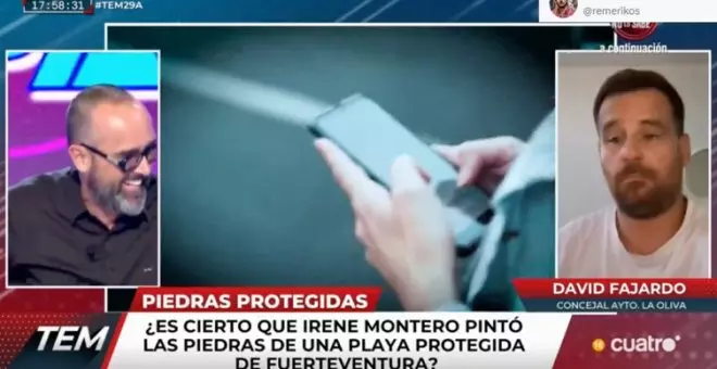 Risto Mejide se parte de risa con el grotesco bulo de las piedras "protegidas" de Irene Montero: "¿Eres piedrólogo?"