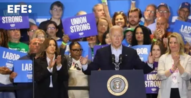 Harris y Biden reaparecen juntos para apelar al voto sindical en estados bisagra