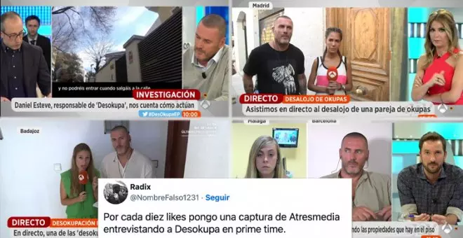 Atresmedia denunciará al líder de 'Desokupa' por amenazas y las redes recuerdan cómo las teles "han creado este monstruo y lo han alimentado"