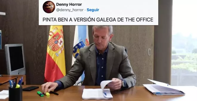 El extraño vídeo sin palabras de Alfonso Rueda: "Pinta bien la versión gallega de 'The Office'"