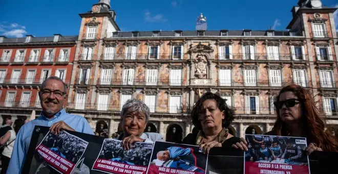 Reporteros Sin Fronteras protesta en Madrid por los 130 periodistas palestinos asesinados en Gaza