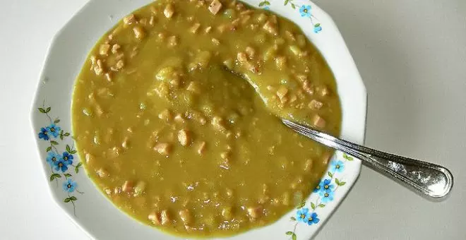 Pato confinado - Receta de sopa de guisantes secos