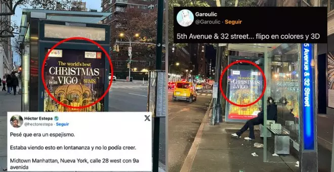 Españoles alucinan en Nueva York, Londres o Roma al ver carteles de la Navidad de Vigo: "Pensé que era un espejismo"