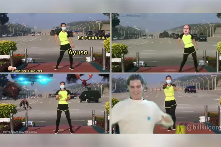 The most hilarious memes of the teacher who does aerobics in Myanmar while they give a coup behind her back