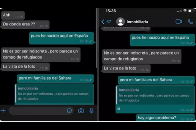 Captura de pantalla de la conversación entre la joven y la intermediaria de la inmobiliaria.