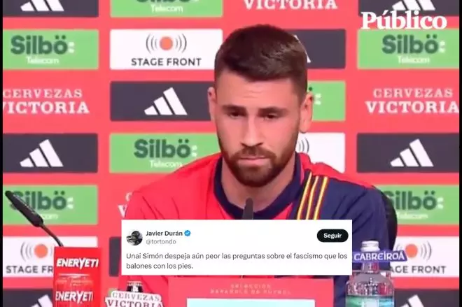 Unai Simón en rueda de prensa.