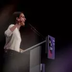 La secretaria política de Podemos y eurodiputada, Irene Montero, interviene durante el acto central de la Universidad de Otoño de Podemos el pasado 19 de octubre. - Ricardo Rubio / Europa Press