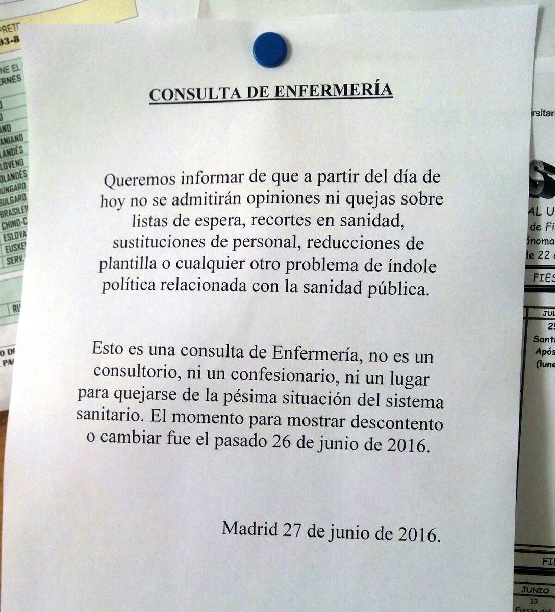 El aviso en las consultas de enfermería de Madrid que se 